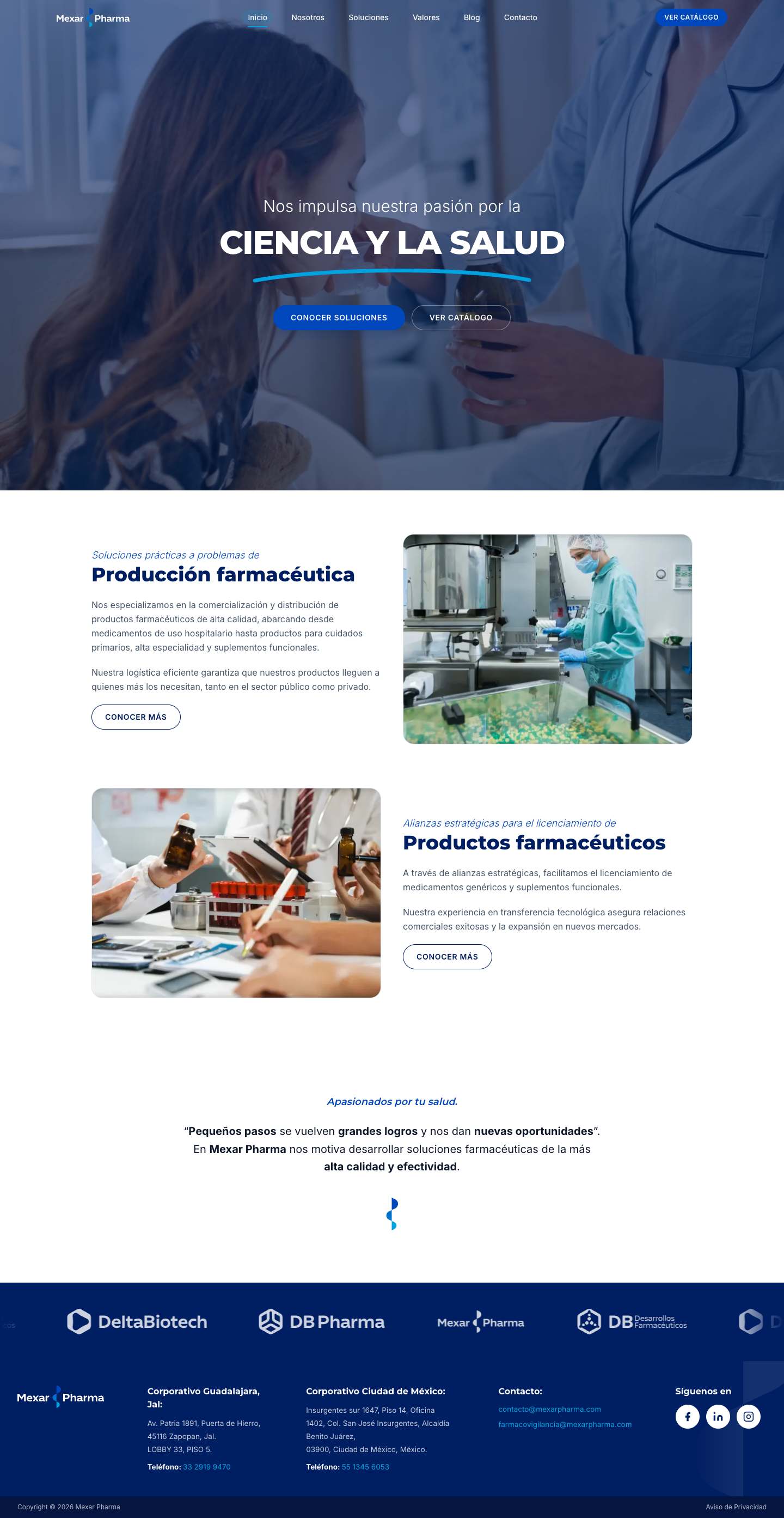 Sitio web de Mexar Pharma